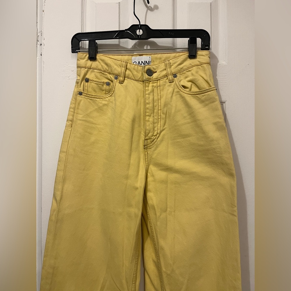 Ganni Magny Wide Leg Yellow Jeans - Picture 3 of 7